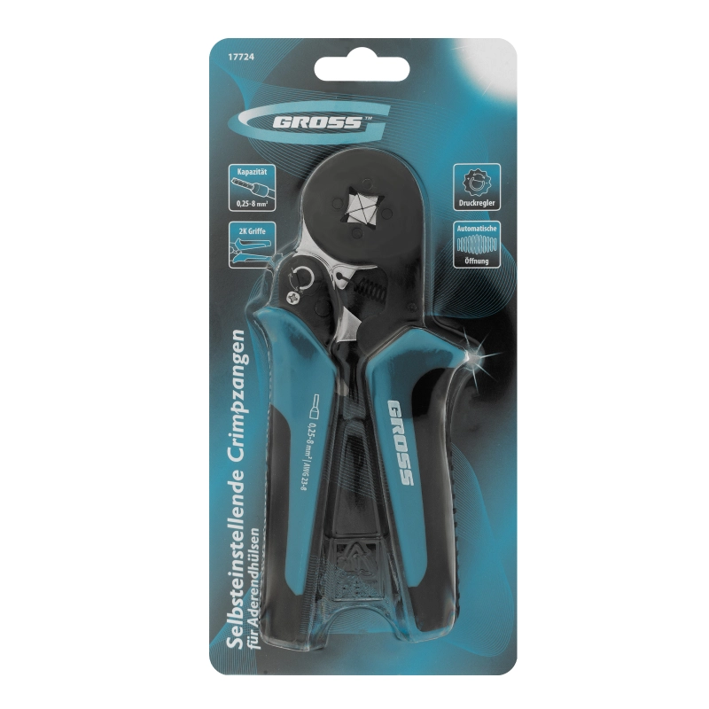 Клещи (пресс-клещи) для обжима наконечников электропроводов с сечением 0.25-8 мм2 Gross (17724)