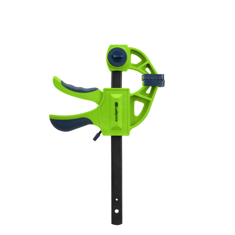 Струбцина F-образная, быстрозажимная, 150 х 70 х 360 мм, пластиковый корпус, фиксатор, двухкомпонентная рукоятка Сибртех (20563)