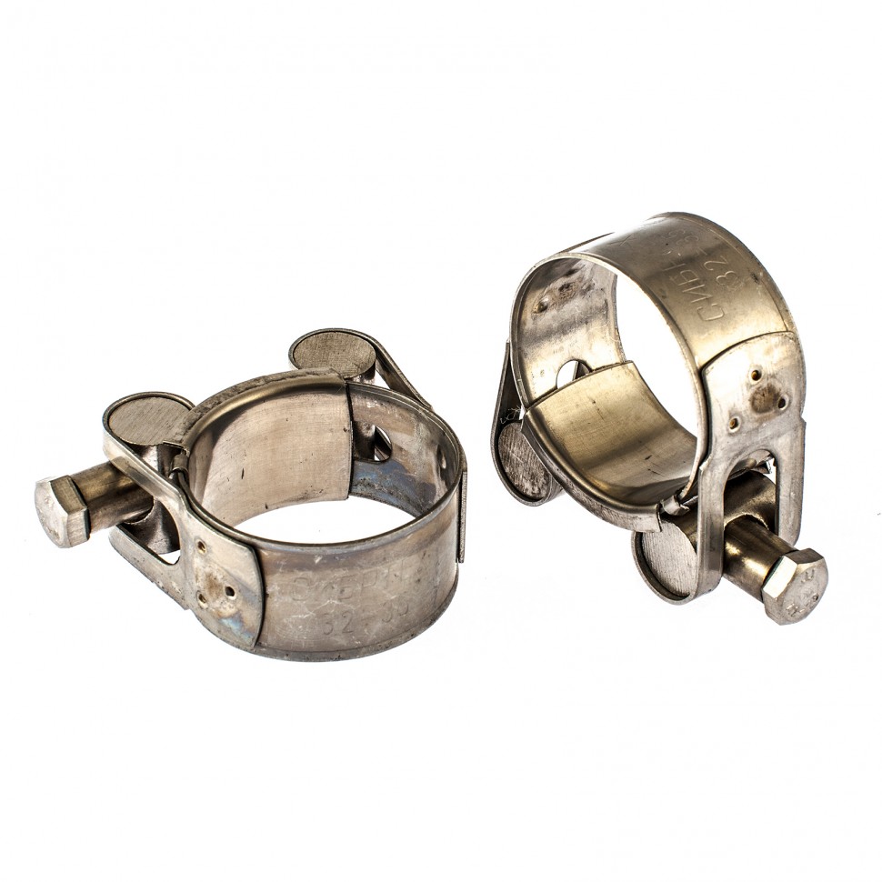 Хомуты металлические, силовые 32-35 мм, ширина 20 мм, шарнирный, W4, 2 шт Сибртех (475193)