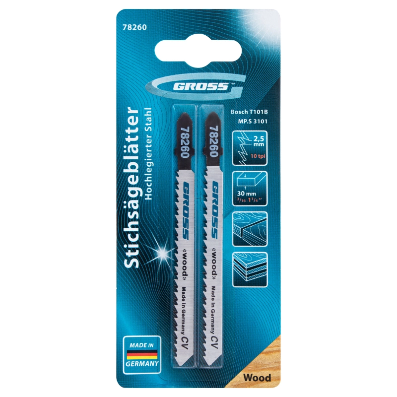 Полотна для электролобзика  по дереву, 2 шт, ( 3101-T101B ) Gross (78260)