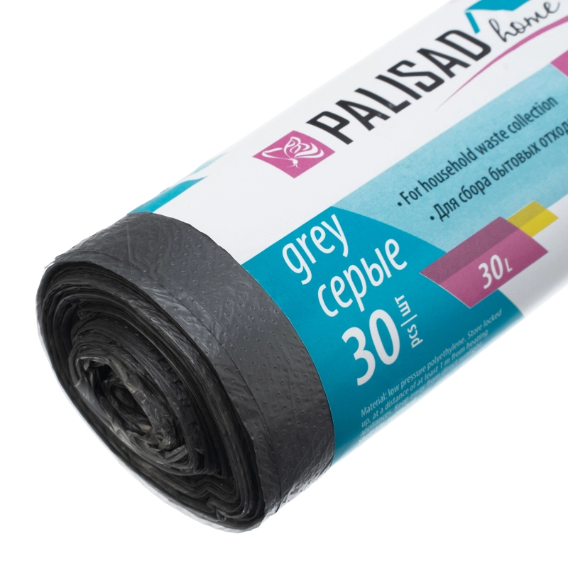 Пакеты для мусора 30 л x 30 шт. серые, Home Palisad (927035)