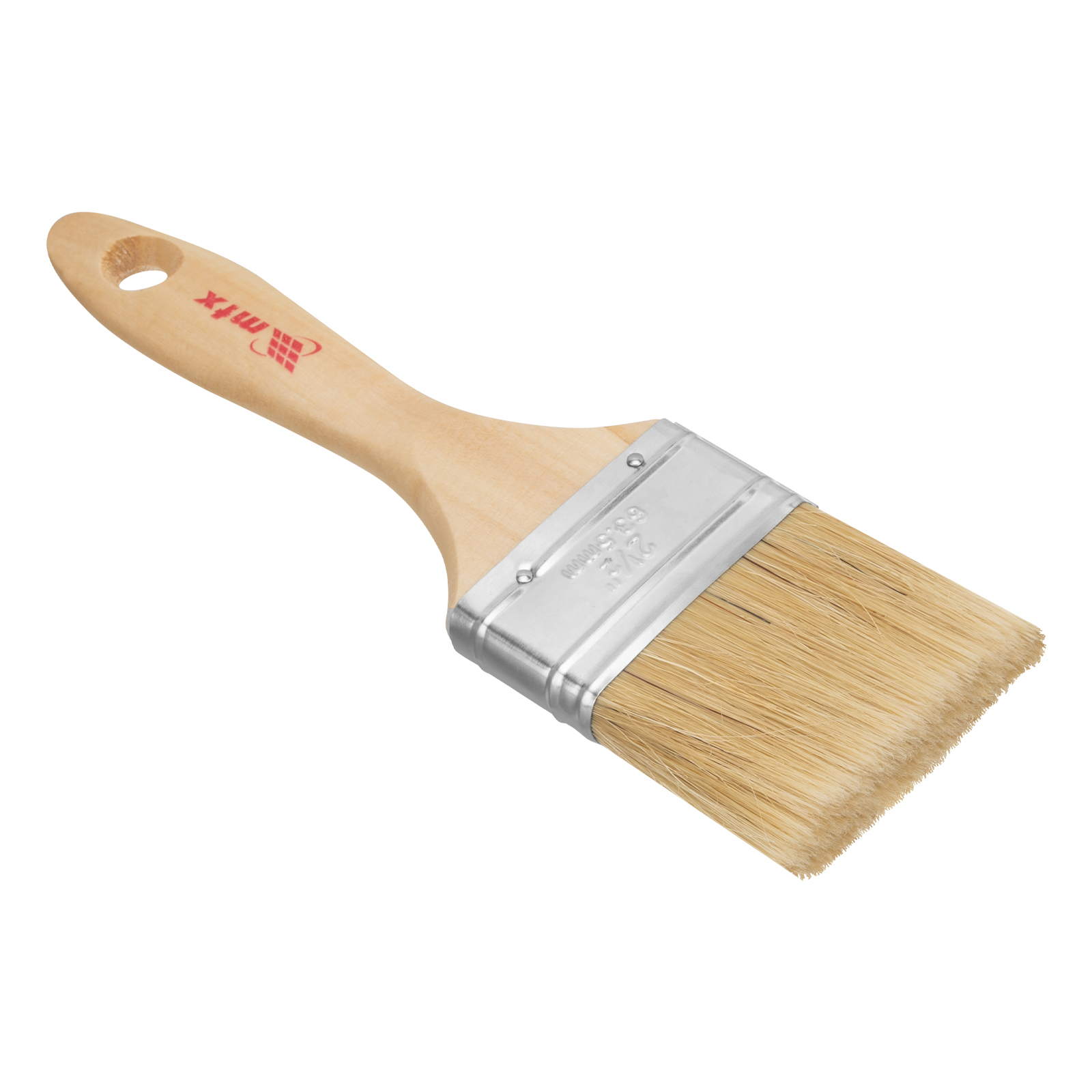Кисть плоская "Евро" 2.5", натуральная щетина, деревянная ручка MTX (83054)