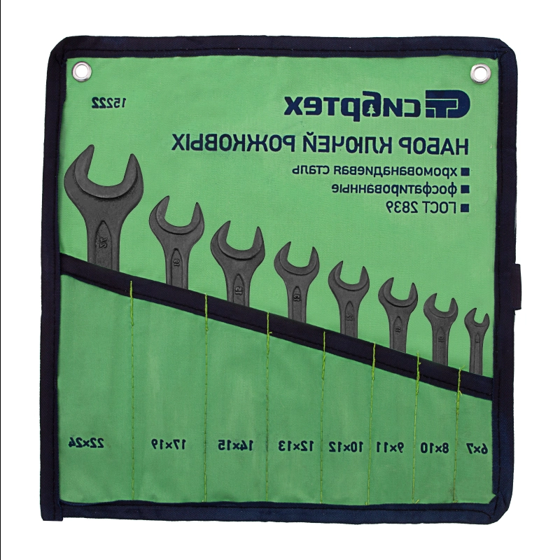 Набор ключей рожковых, 6 - 24 мм, 8 шт., CrV, фосфатированные Сибртех (15222)