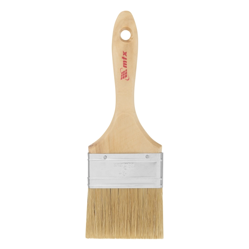 Кисть плоская "Евро" 3", натуральная щетина, деревянная ручка MTX (83056)