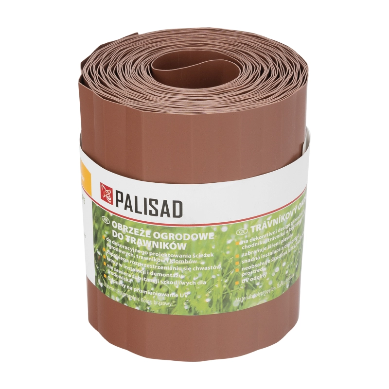 Бордюрная лента, 15х900 см, полипропиленовая, коричневая, Palisad (644847)