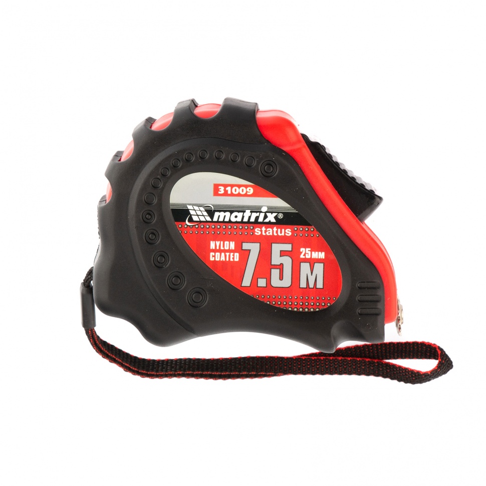 Рулетка Status autostop Magnet+,7,5 м х 25 мм,обрезиненная,Нейлоновое покрытие Matrix (31009)