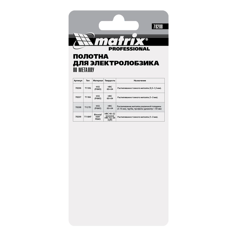 Полотна для электролобзика по металлу, 3 шт, T127D, 75 х 3 мм, HSS Matrix Professional (78208)