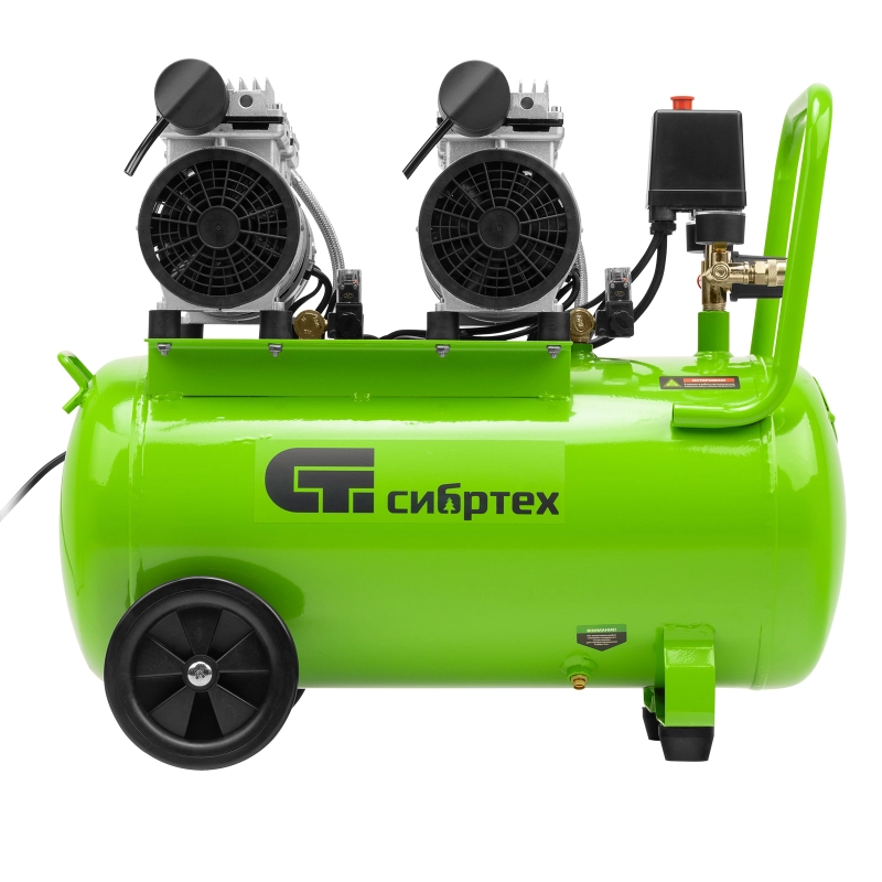Компрессор безмаслянный малошумный МБ 2000/50, 2000 Вт, 50л, 300 л/мин Сибртех (58007)