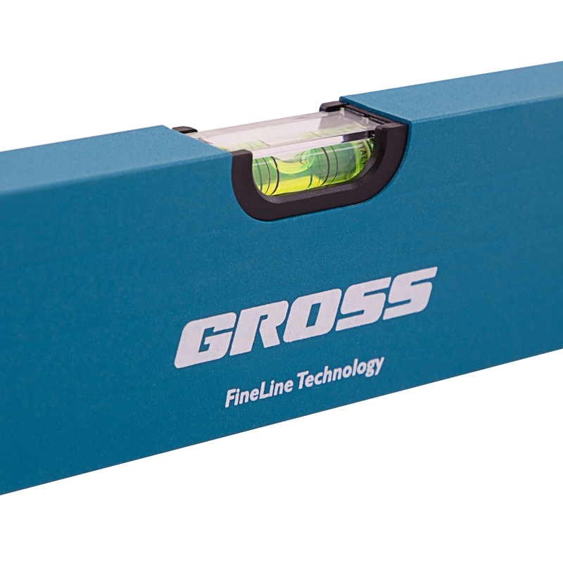 Уровень алюминиевый, 1800 мм, усиленный с ударопрочными заглушками, рукоятки, 3 глазка Gross (34338)