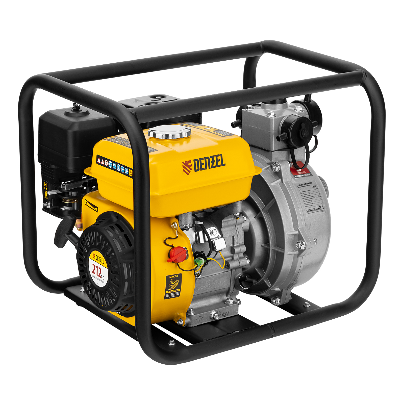 Мотопомпа бензиновая высоконапорная PX-50H, 7 л.с, 2", 600 л/мин, глубина 8 м, напор 65 м Denzel (99203)