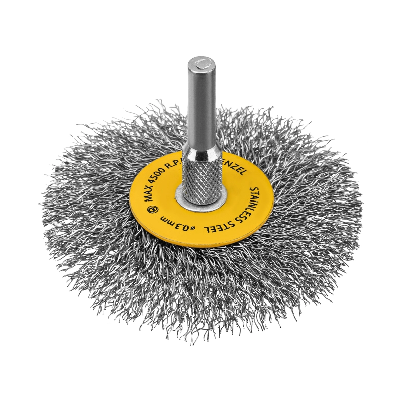 Набор щеток для дрели, 5 Плоских 25-38-50-63-75 мм, шпилька, нерж. вит. проволока Denzel (74495)