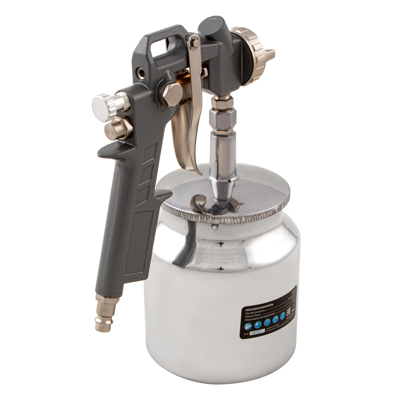 Краскораспылитель пневматический с нижним бачком V 0.75 л, сопло D 1.2, 1.5 и 1.8 мм Matrix (57317)