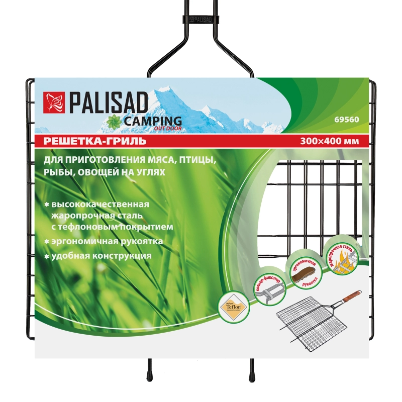 Решетка гриль 300 х 400 мм, антипригарное покрытие, Camping Palisad (69560)