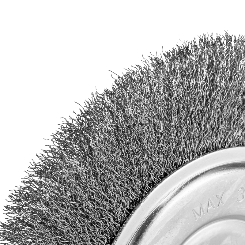 Щетка для УШМ, 200 мм, посадка 22.2 мм, плоская, витая проволока 0.3 мм Сибртех (746687)