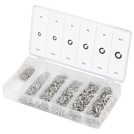 Набор гроверов, D 3, 4, 5, 6, 8, 10 мм, 1200 шт Сибртех (47616)