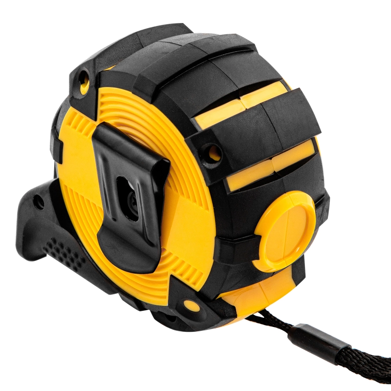 Рулетка 5м х 25мм, автоматич. фиксац., нейлон. покрытие, магнит. зацеп, двухстор. разметка Denzel (31522)