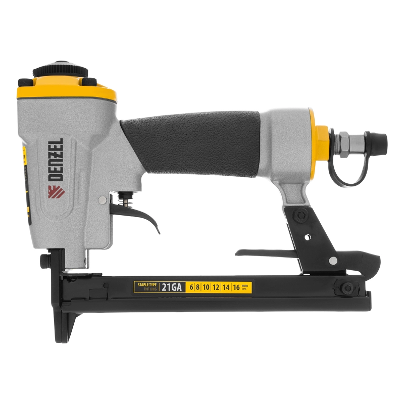 Степлер пневматический PS8016 для прямоугольных скоб 21GA от 6 до 16 мм Denzel (57400)