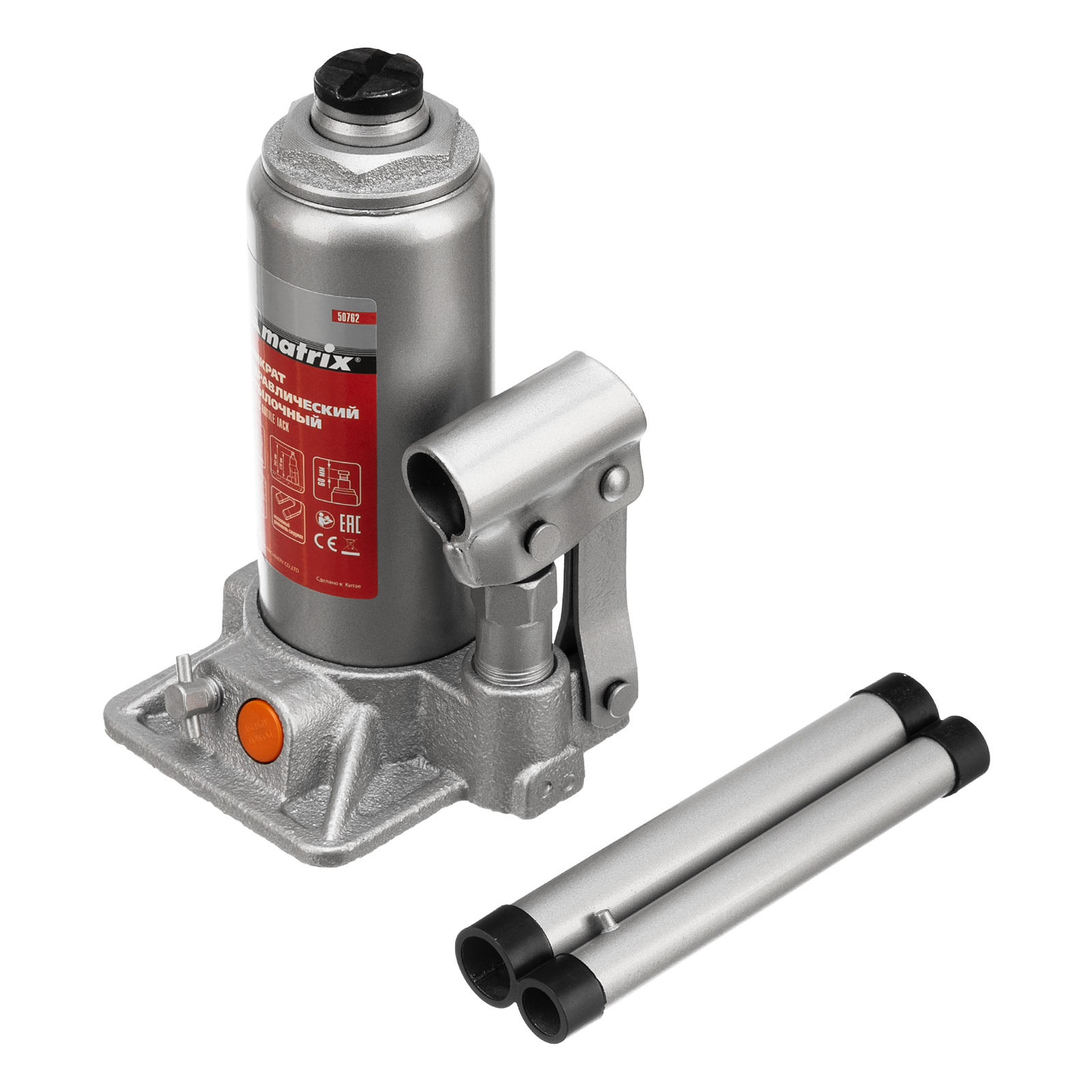 Домкрат гидравлический бутылочный, 3 т, h подъема 178-343 мм Matrix (50762)