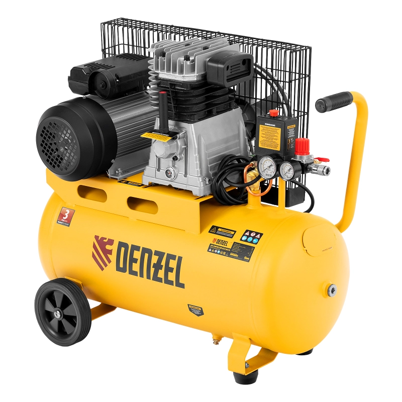 Компрессор воздушный BCI2300/50, ременный привод, 2.3 кВт, 50 литров, 400 л/мин Denzel (58113)