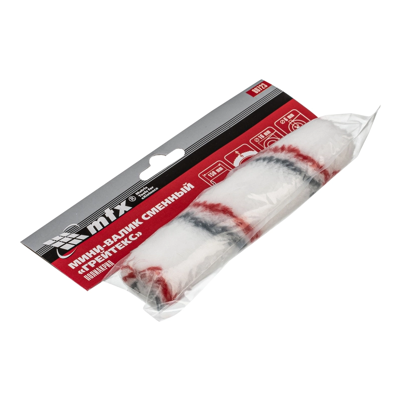 Мини-валик сменный "ГРЕЙТЕКС", 150 мм, ворс 12 мм, D - 16 мм, D ручки - 6 мм, полиакрил MTX (80723)