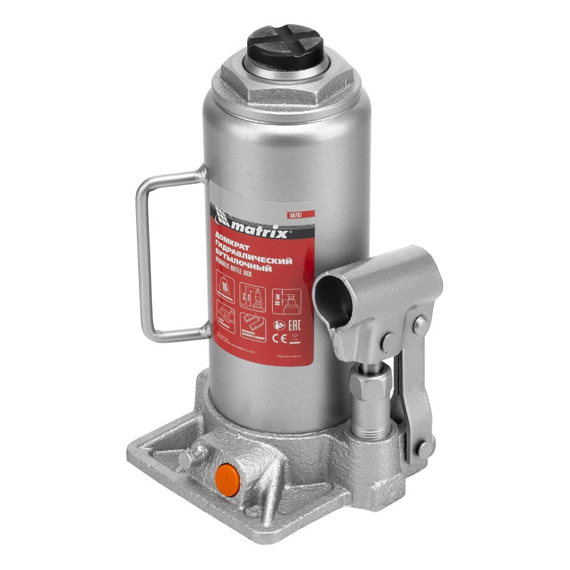 Домкрат гидравлический бутылочный, 10 т, h подъема 230-460 мм Matrix (50767)