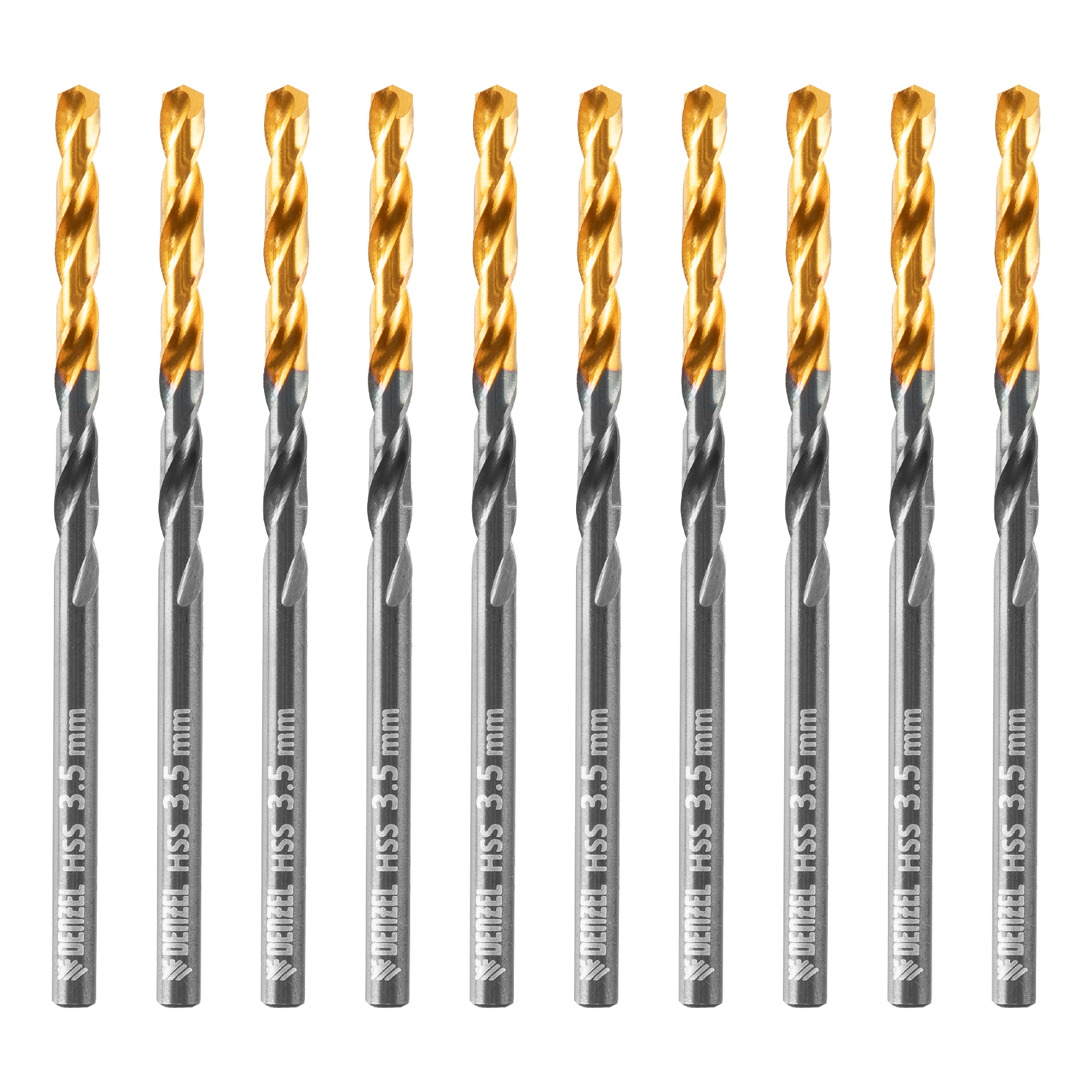 Сверло по металлу, 3,5 мм, HSS-Tin, Golden Tip, 10 шт. Denzel (717207)