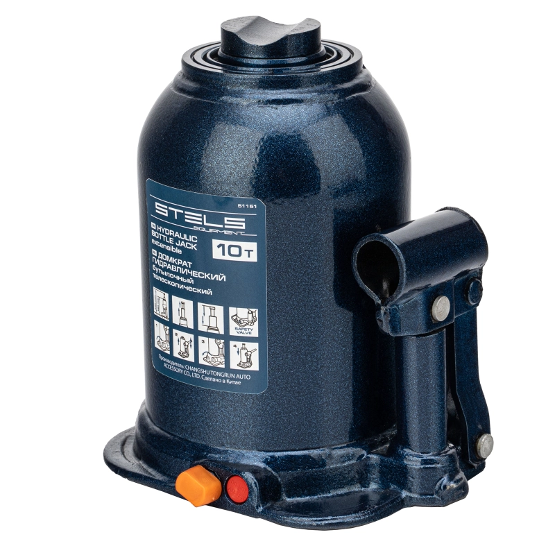 Домкрат гидравлический бутылочный телескопический, 10 т, подъем 180-430 мм Stels (51151)