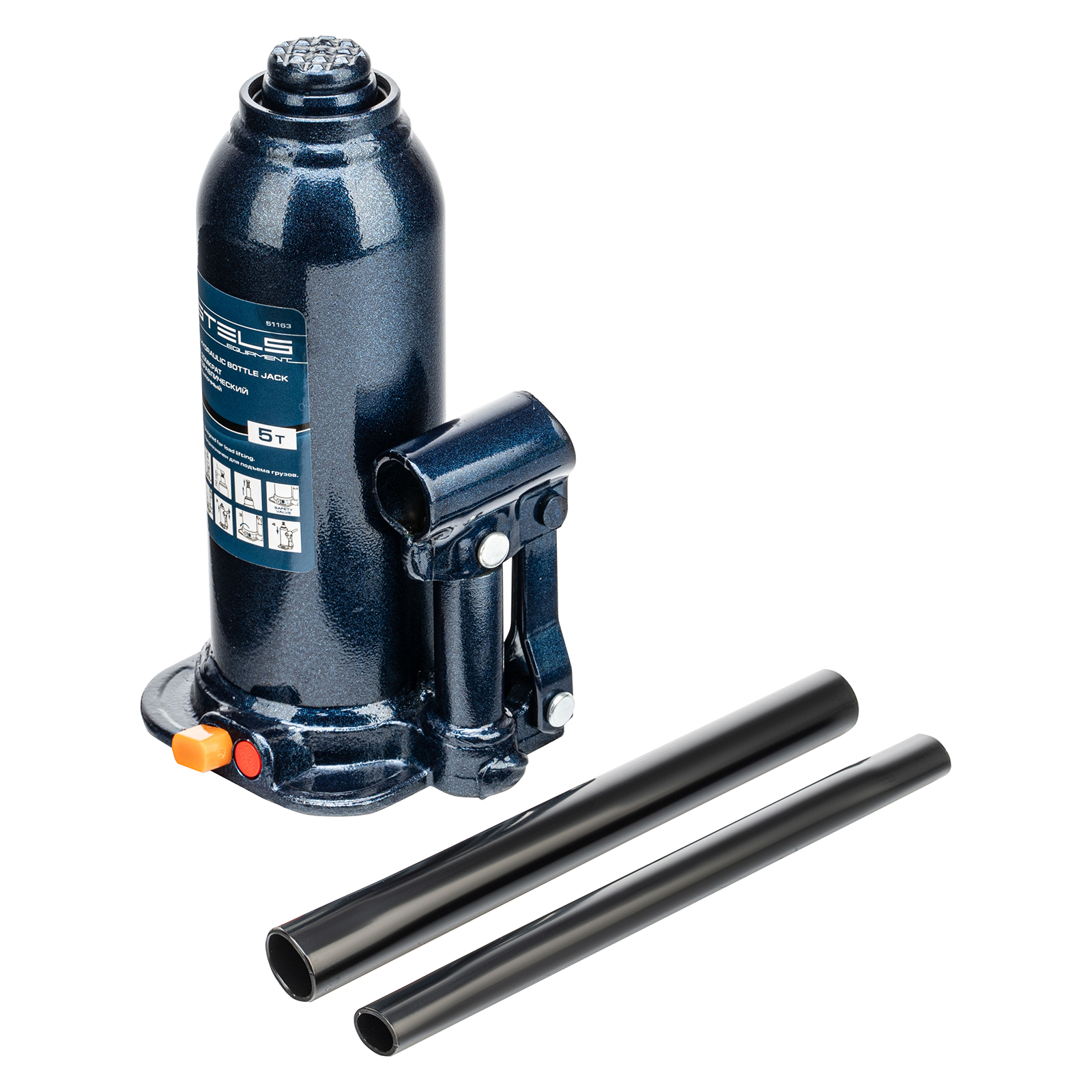 Домкрат гидравлический бутылочный, 5 т, h подъема 207-404 мм Stels (51163)
