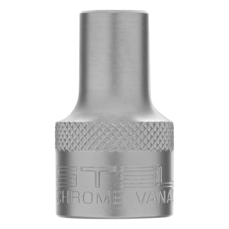 Головка торцевая, 8 мм, двенадцатигранная, CrV, под квадрат 1/2, хромированная Stels (13647)
