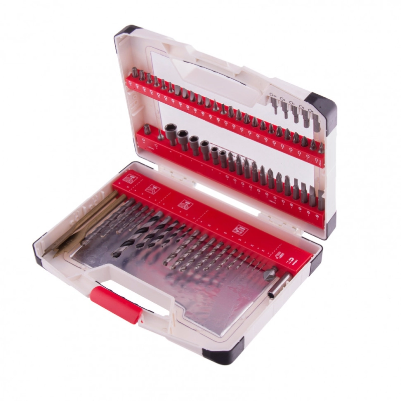 Набор сверл комбинированный, сверла по металлу 1-6 мм, бетону 4-8 мм, дереву 3-8 мм, перовые 16,22 мм, биты 44 шт, адаптер, головки 6 шт, 75 предметов Pro Matrix (725675)