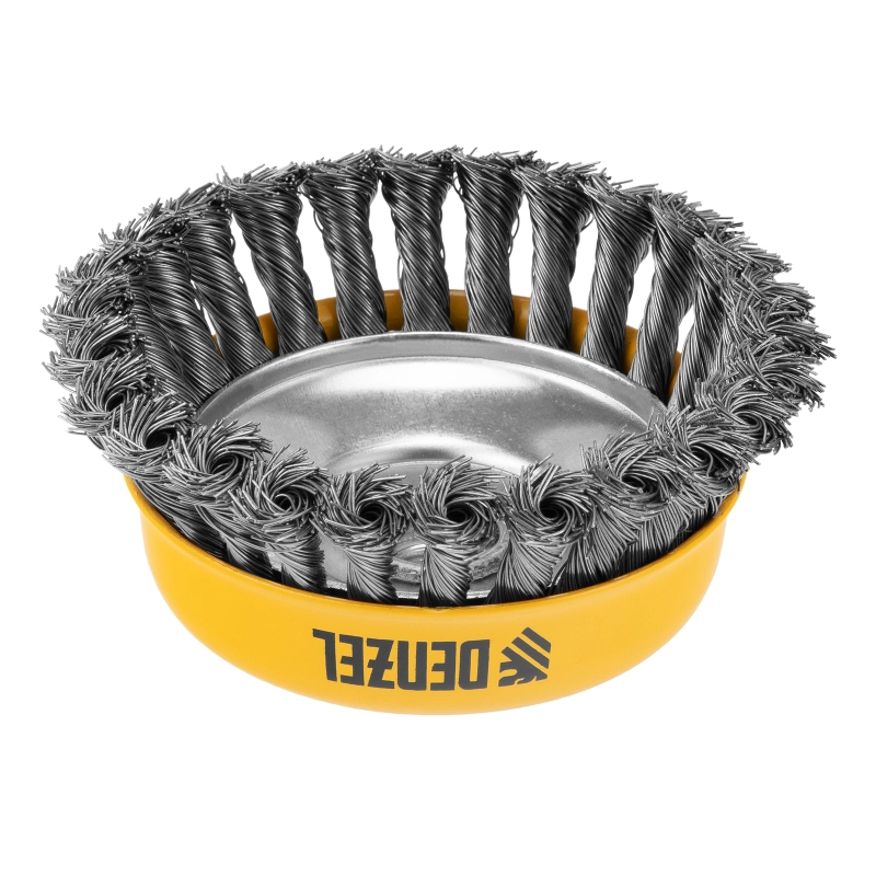 Щетка для УШМ, 125 мм, "Чашка", крученая нержавеющая проволока 0.5 мм, М14 Denzel (746273)
