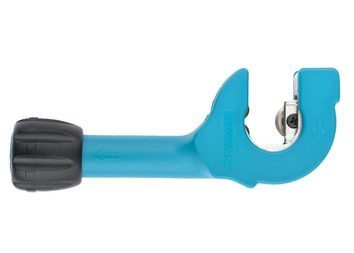 Труборез ручной "Piranha", 6-23 мм, 1/4-7/8, механическая регулировка зажима трубы, трещотка с храповым механизмом Gross (78703)