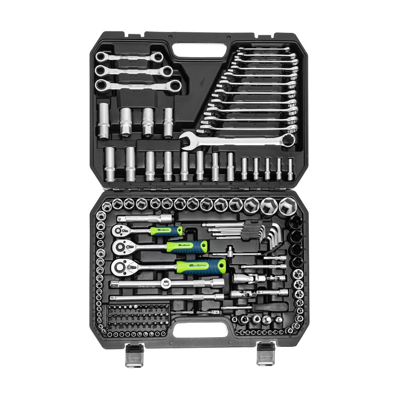 Набор инструментов, 1/2", 3/8", 1/4", пластиковый кейс 160 предм. Сибртех (14172)