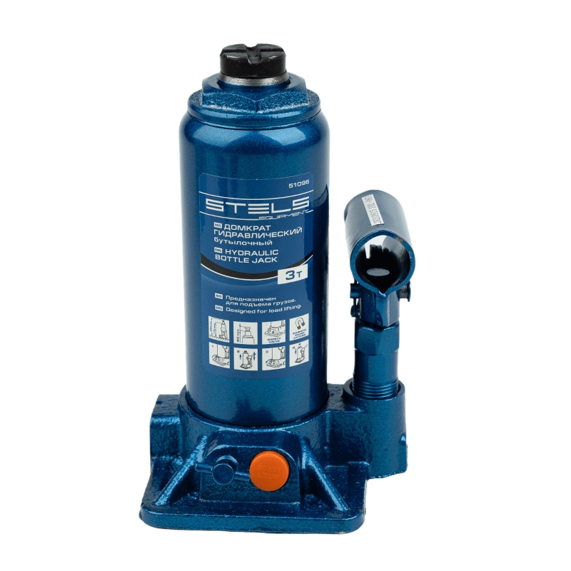 Домкрат гидравлический бутылочный, 3 т, H подъема 178-343 мм Stels (51096)