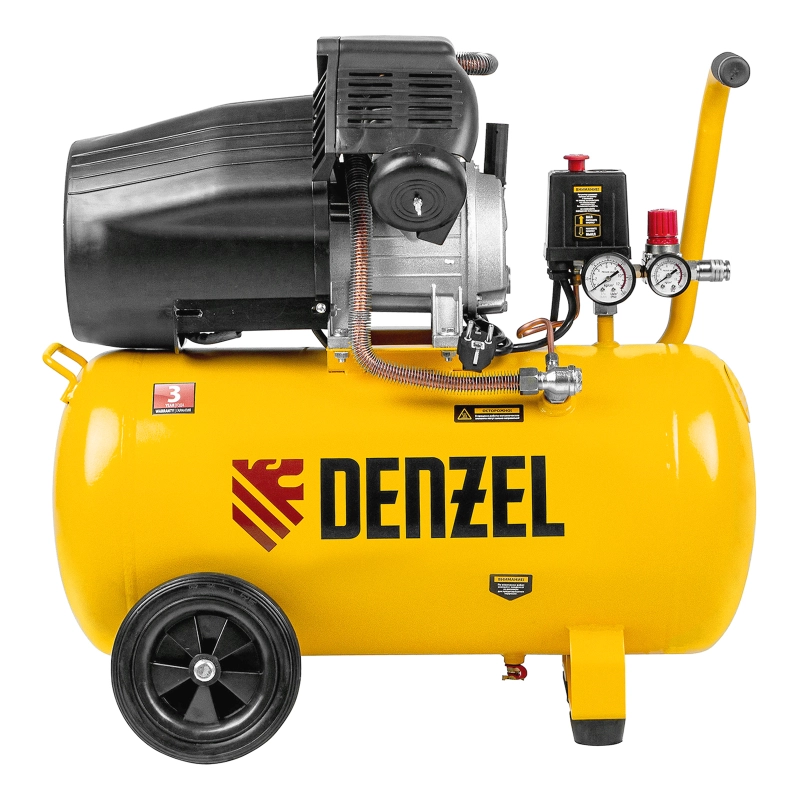 Компрессор воздушный DCV2200/50, прямой привод, 2.2 кВт, 50 литров, 380 л/мин Denzel (58167)