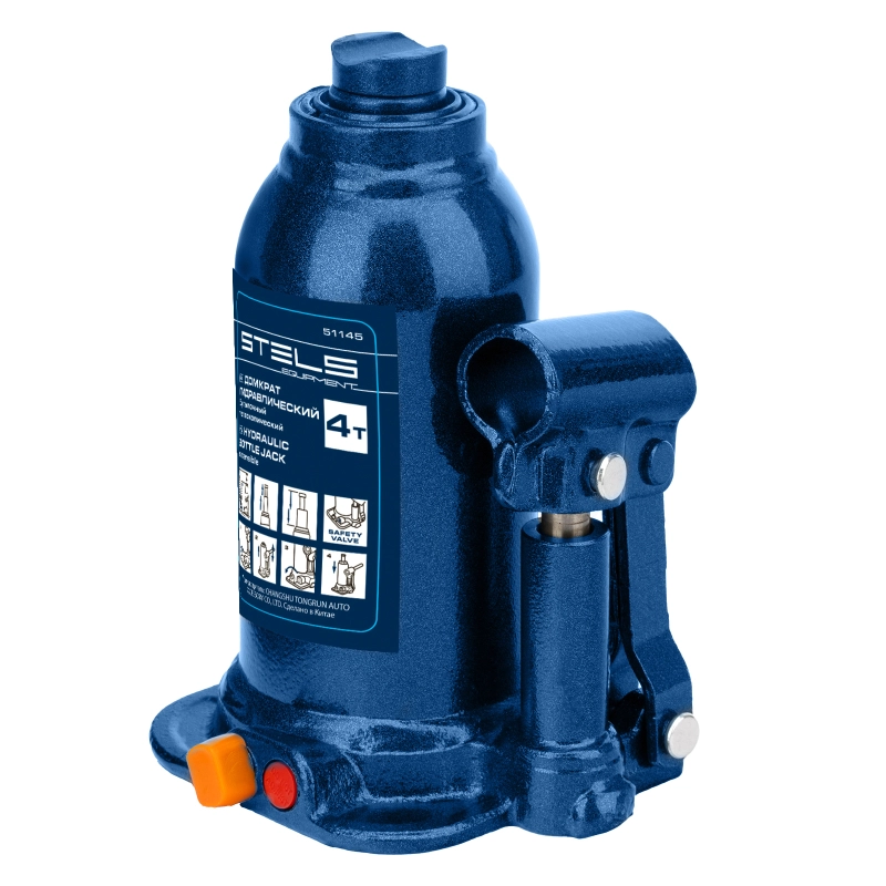 Домкрат гидравлический бутылочный телескопический, 4 т, подъем 170-420 мм Stels (51145)
