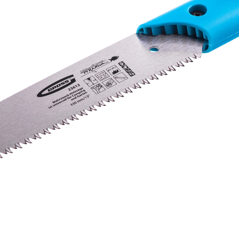 Пила по дереву Piranha, универсальные для кемпинга и сада, 330 мм, 9-10 TPI, каленый зуб 3D, двухкомпонентная рукоятка, пенал Gross (23612)