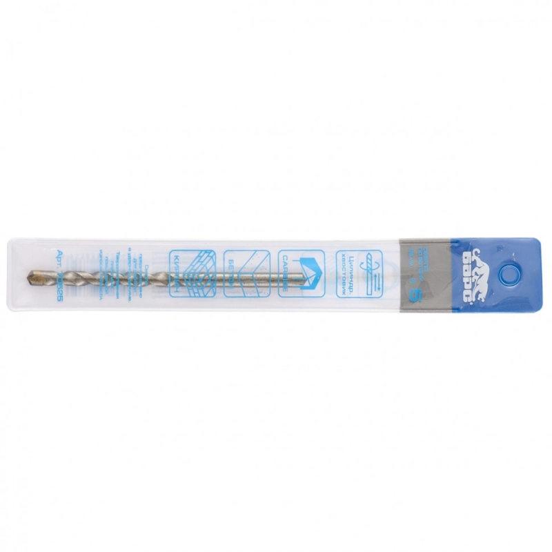 Сверло по бетону, 5 х 85 мм, Carbide tip, цилиндрический хвостовик Барс (70525)