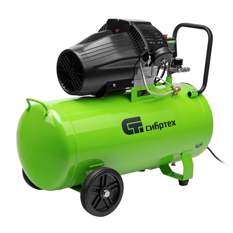 Компрессор воздушный КК-2200/100, 2,2 кВт, 350 л/мин, 100 л, прямой привод, масляный Сибртех (58009)