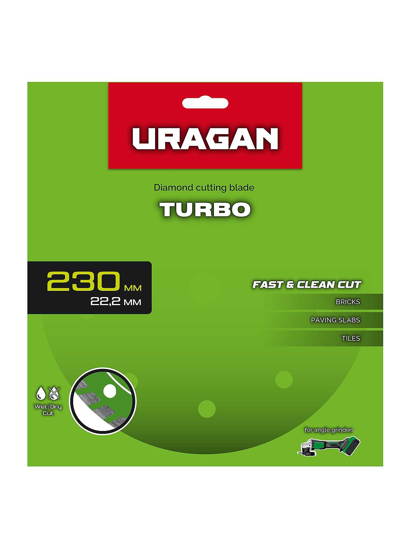 URAGAN TURBO 230 мм, диск алмазный отрезной сегментированный (36706-230)