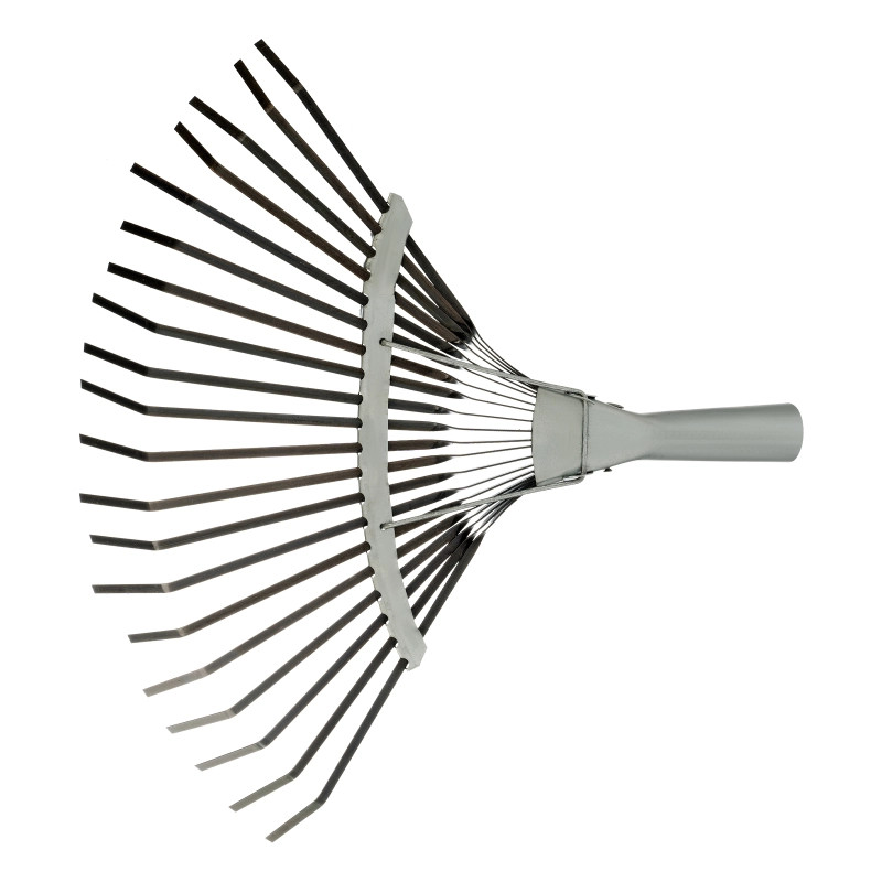 Грабли веерные стальные, 385 мм, 20 плоских зубьев, оксидированные, без черенка, Сибртех (61778)