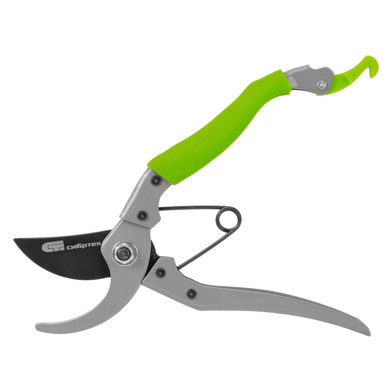 Секатор прямого реза, 200 мм, металлические рукоятки, верхняя в ПВХ - оболочке, Сибртех (60495)