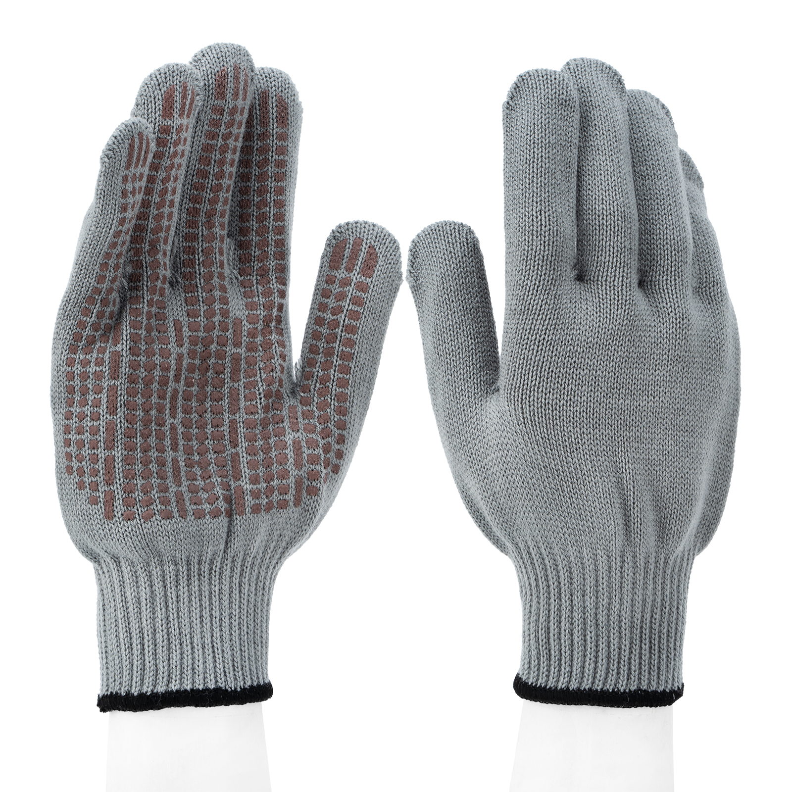 Перчатки трикотажные, акрил, ПВХ гель, "Протектор", серая туча, оверлок Сибртех (68662)