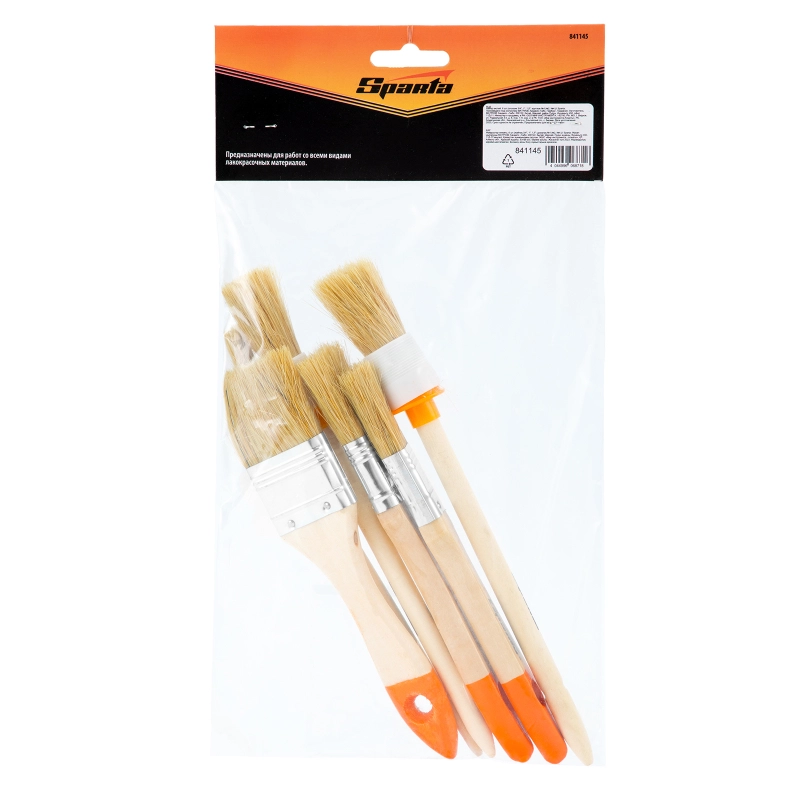 Набор кистей, 6 шт, плоские 3/4", 1", 1/5" круглые №1, №2, №4 Sparta (841145)