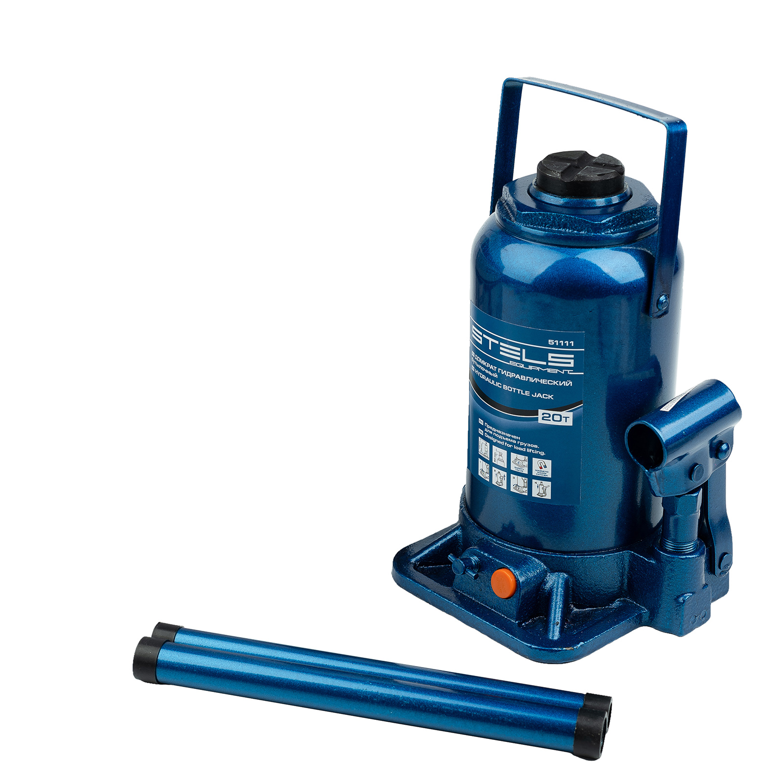 Домкрат гидравлический бутылочный, 20 т, H подъема 244-449 мм Stels (51111)
