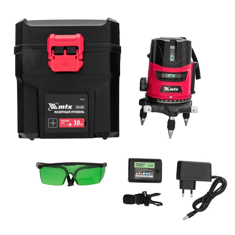 Лазерный уровень CRL-30G, 30 м, зеленый луч, акк. Li 2400 mah, резьба 5/8" MTX (35036)