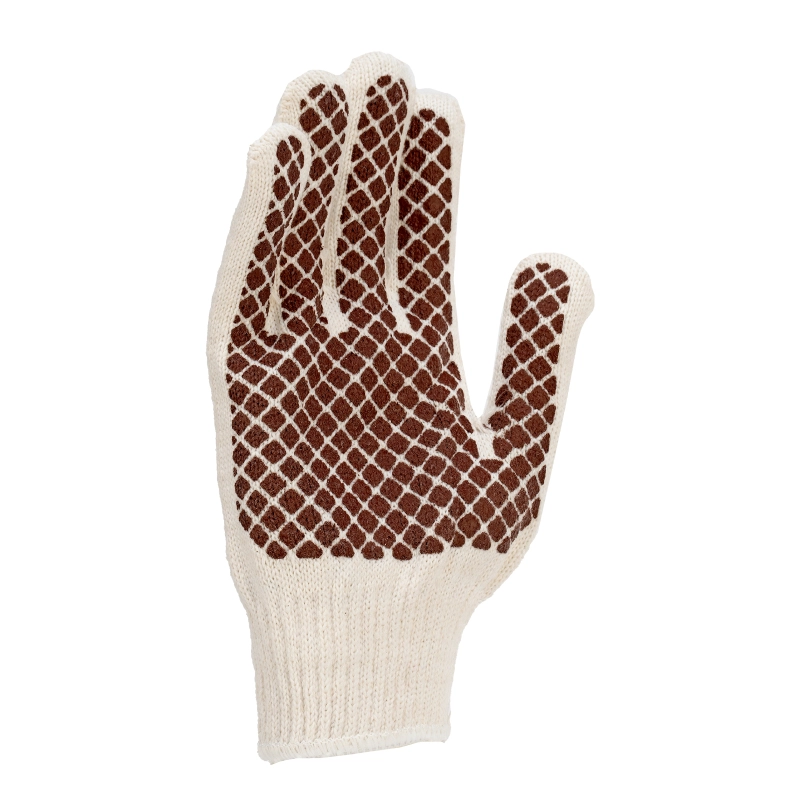 Перчатки трикотажные, ПВХ гель шахматный облив, оверлок Сибртех (67779)