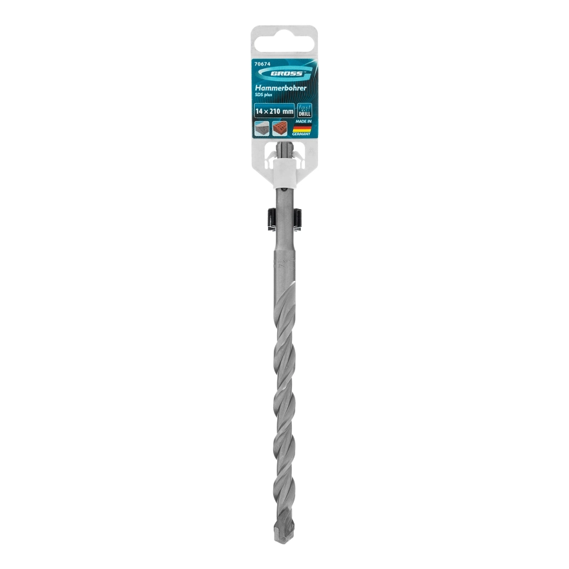 Бур по бетону Pro, 14 х 210 мм, SDS Plus Gross (70674)