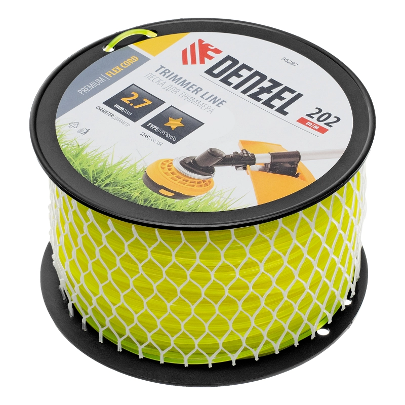 Леска для триммера звезда, 2,7мм х 202м, на DIN катушке FLEX CORD Denzel (96287)