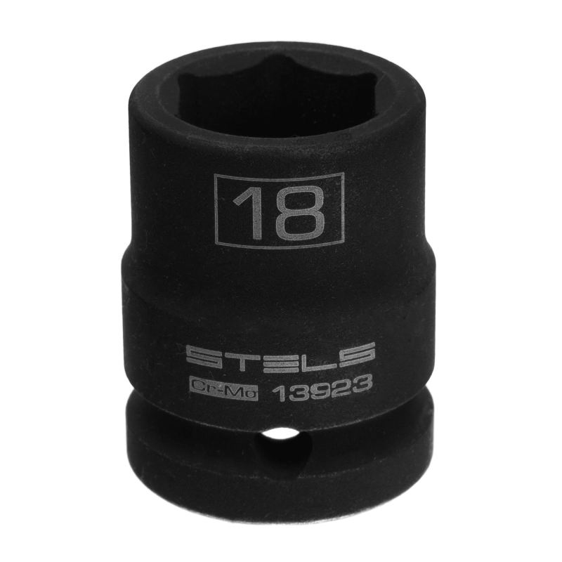 Головка ударная шестигранная, 18 мм, 1/2, CrMo Stels (13923)